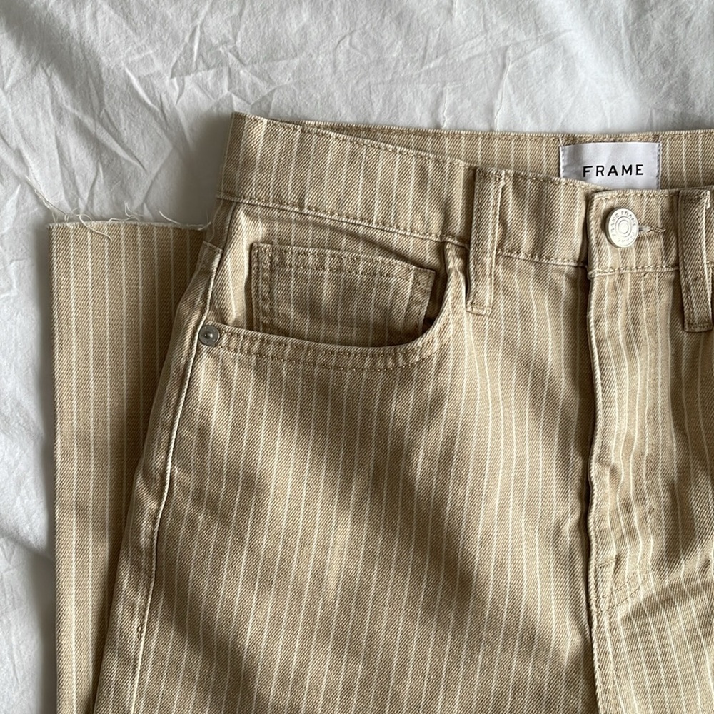 Frame Le Jane High Rise Striped Cropped Jeans